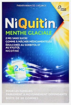 NIQUITIN GOMMES À MÂCHER 2MG SANS SUCRE GOÛT MENTHE