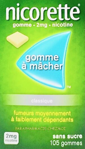 NICORETTE 2MG SANS SUCRE GOMMES À MÂCHER