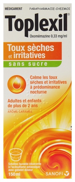 TOPLEXIL SANS SUCRE SOLUTION BUVABLE GOÛT CARAMEL TOUX SÈCHE