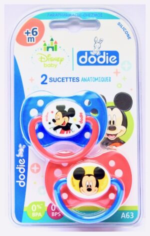 DODIE SUCETTE ANATOMIQUE MICKEY EN SILICONE  + 6 MOIS