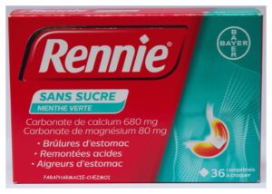RENNIE MAUX D'ESTOMAC COMPRIMÉS SANS SUCRE GOÛT MENTHE VERTE