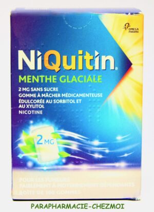 NIQUITIN GOMMES À MÂCHER 2MG SANS SUCRE GOÛT MENTHE GLACIALE