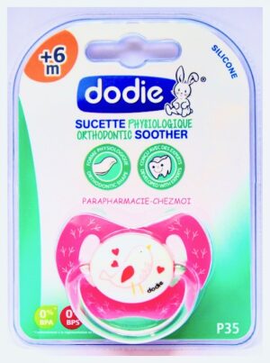 DODIE SUCETTE PHYSIOLOGIQUE SILICONE MOTIF ROSE  + 6 MOIS