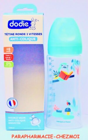 DODIE BIBERON ANTI-COLIQUE  DEUXIÈME ÂGE MOTIF HIBOU DE 330 ML