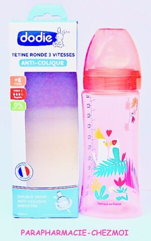 DODIE BIBERON ANTI-COLIQUE  DEUXIÈME ÂGE MOTIF CACATOES DE 330 ML