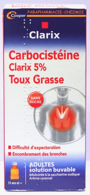 CLARIX EXPECTORANT TOUX GRASSE ADULTE SOLUTION BUVABLE SANS SUCRE